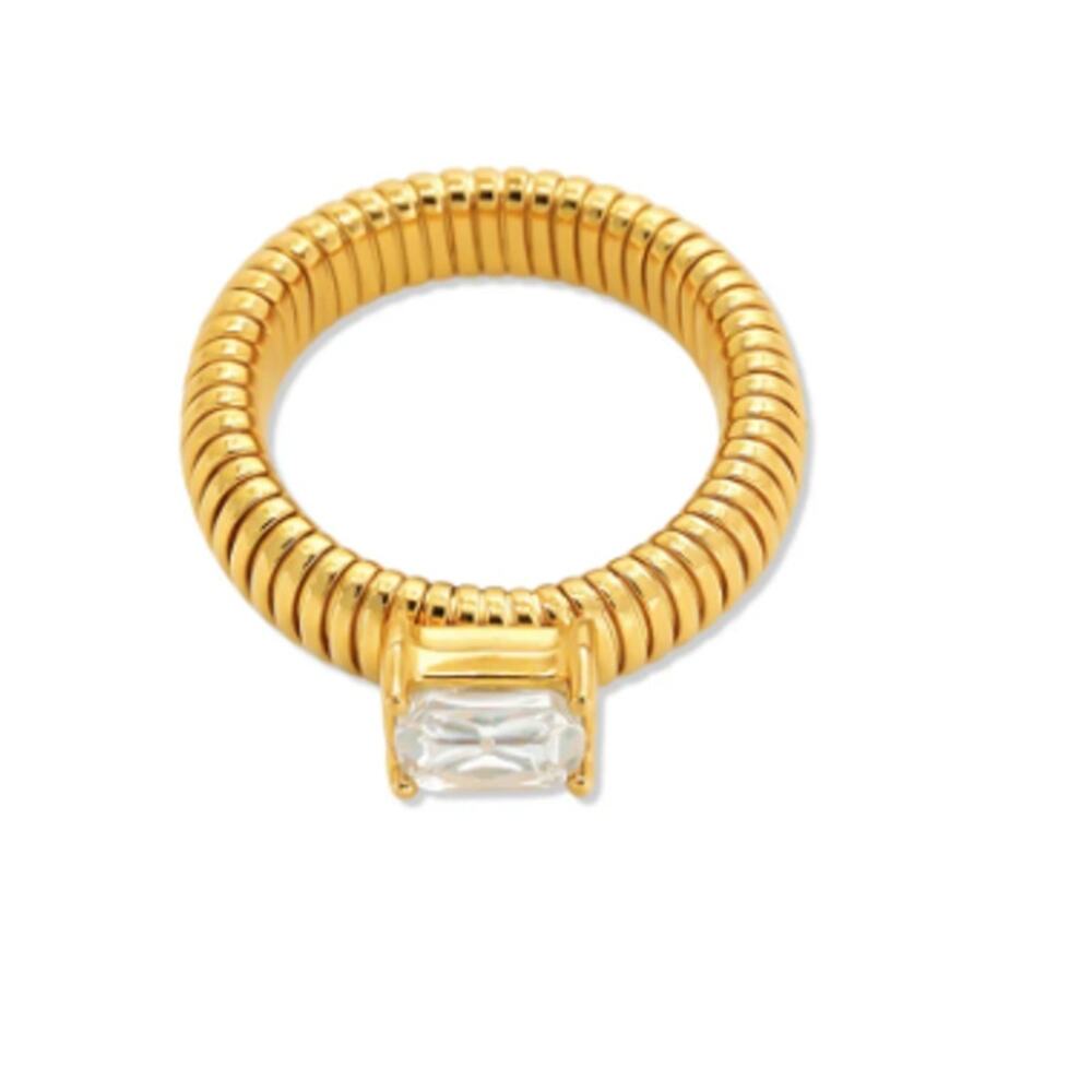 Muse Gold Ribbed Statement Ring - Picture 2 of 2